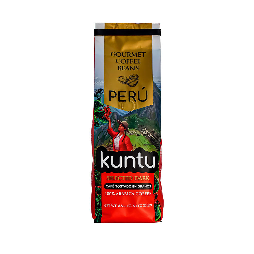 Peruvian Dark Roast Coffee Beans 250g bag - Kuntu single origin Peru Maras Gourmet UK
