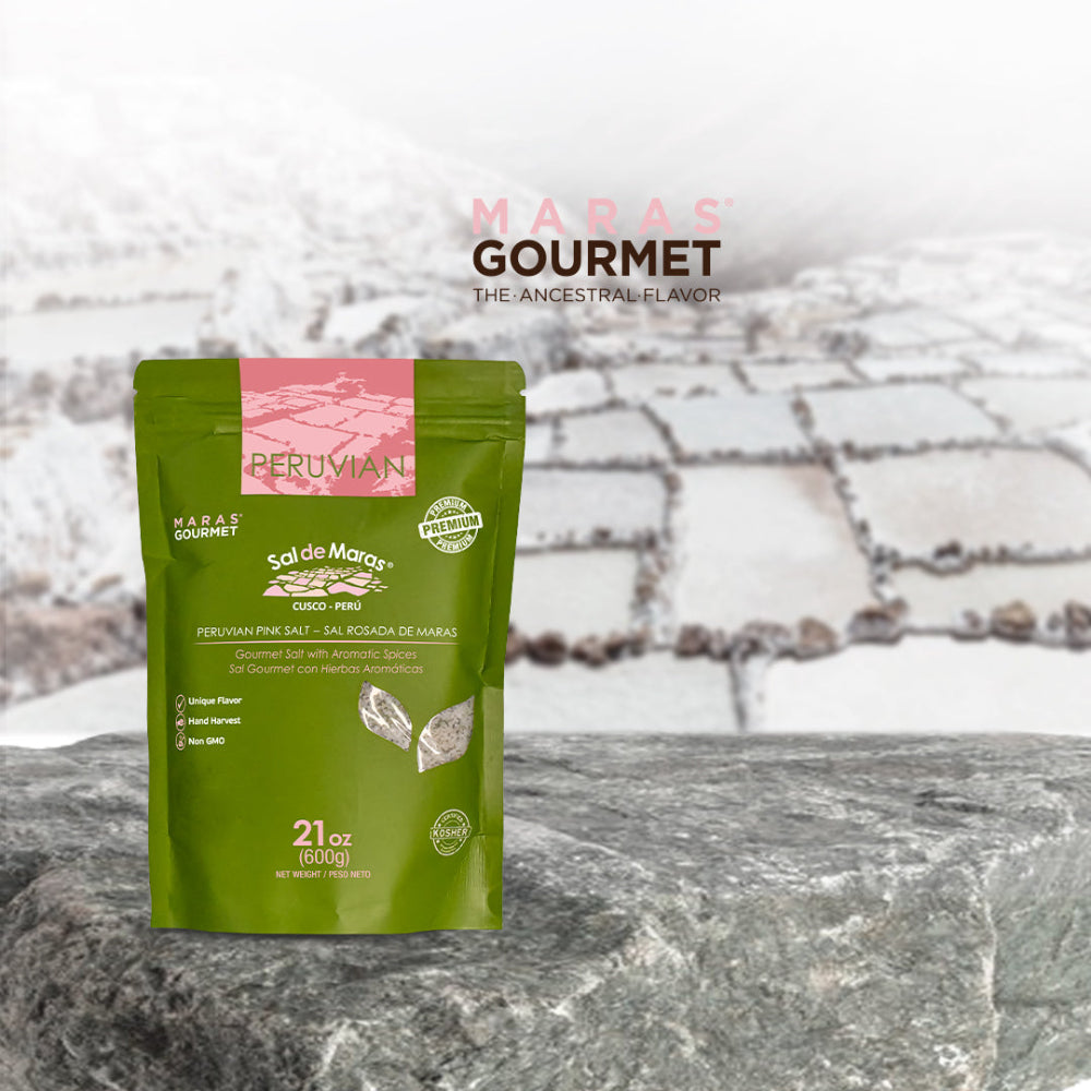 Peruvian Pink Salt with Aromatic Spices gourmet seasoning - Maras Gourmet UK
