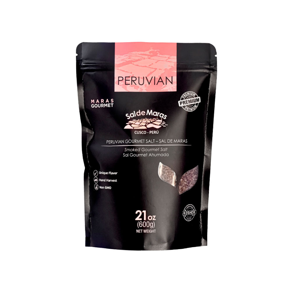 Peruvian Pink Smoked Salt 600g bag - naturally cold-smoked Andean salt Maras Gourmet UK