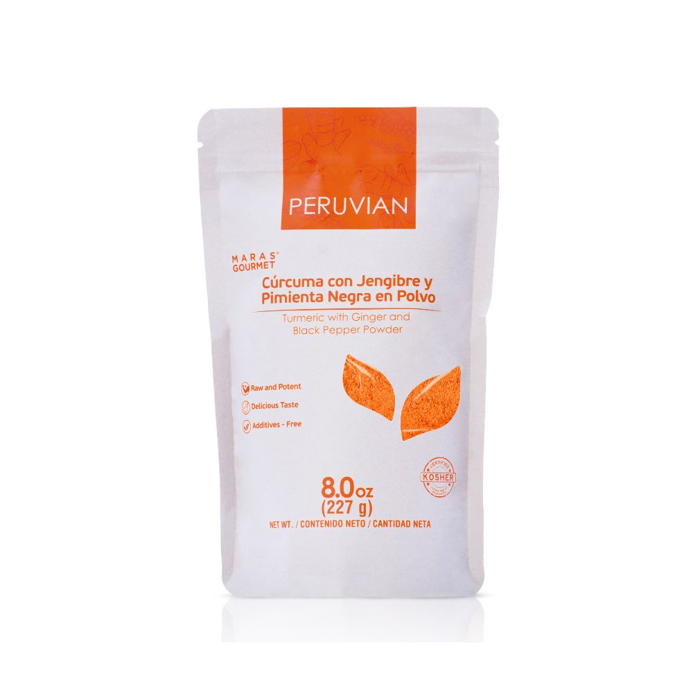 Organic Turmeric with Ginger and Black Pepper Powder 227g bag - Maras Gourmet UK