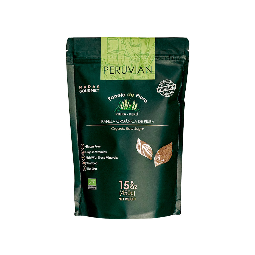 Peruvian Organic Panela Raw Cane Sugar 450g bag - unrefined whole cane sugar Maras Gourmet UK